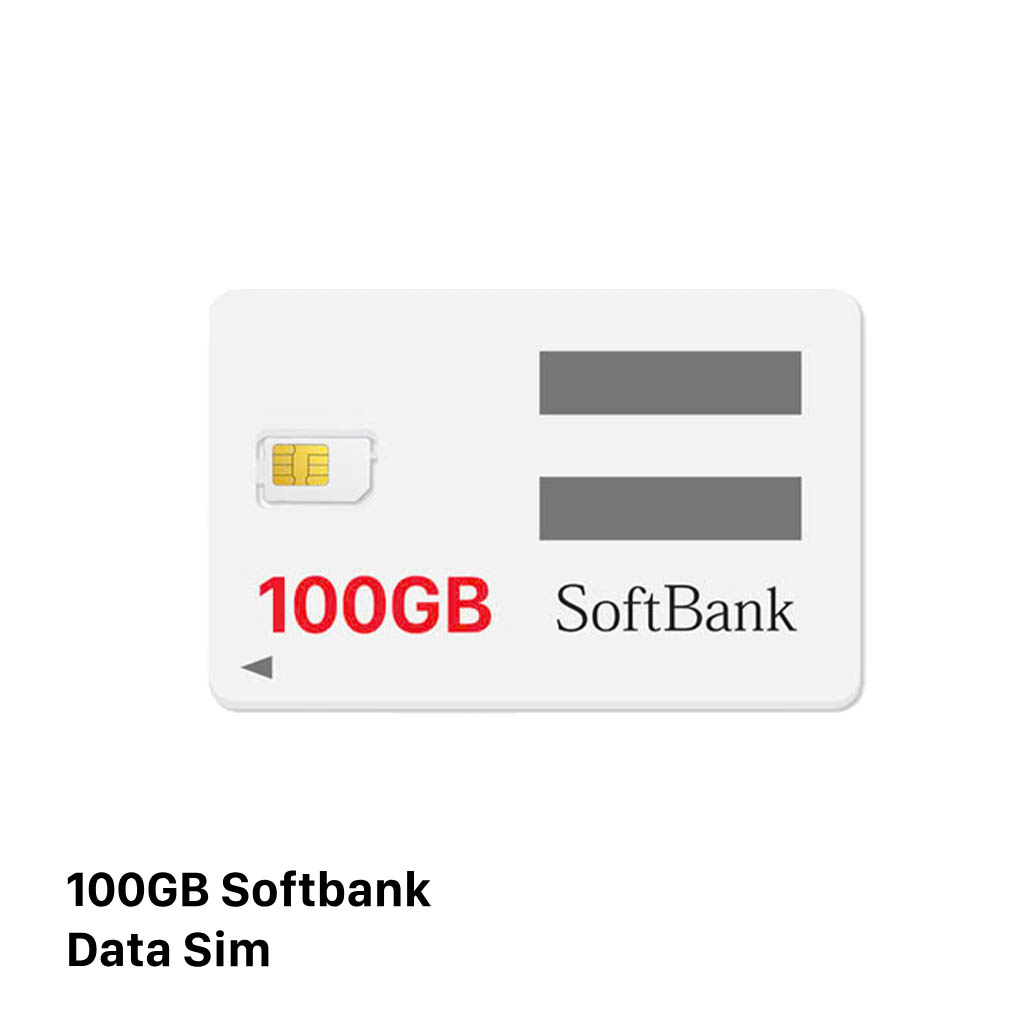 Kartu SIM Softbank dengan data 100GB, harga 2980¥ 