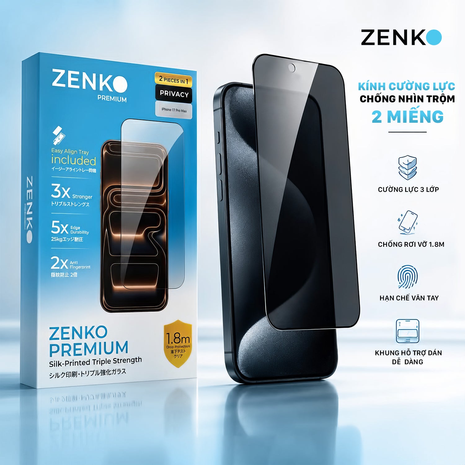 Kaca Tempered Ultra-Tangguh Zenko Premium untuk Privasi 180° 