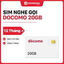 Kartu SIM Docomo dengan 20GB data dan panggilan | 12 bulan (02/2027) 