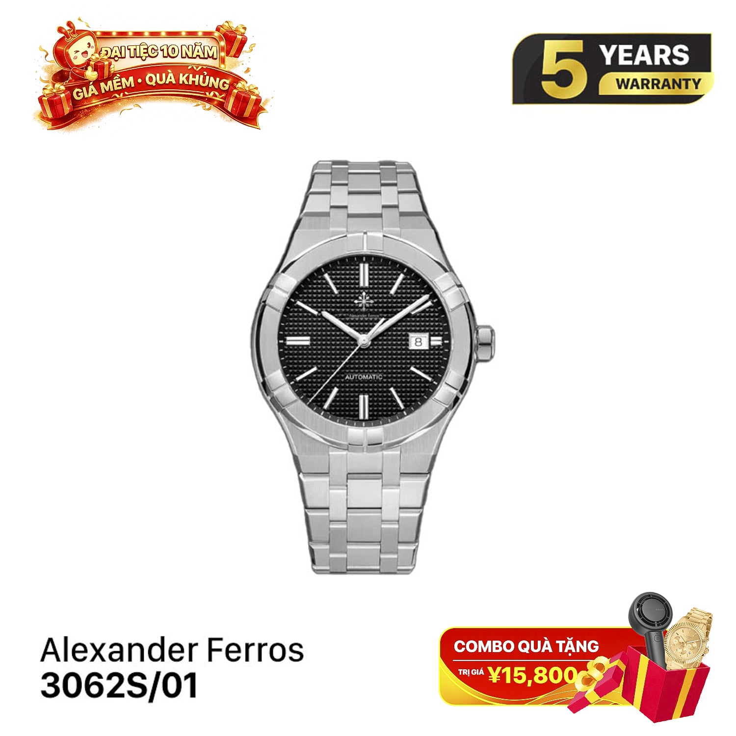 Jam tangan mekanis pria Alexander Ferros 3062 