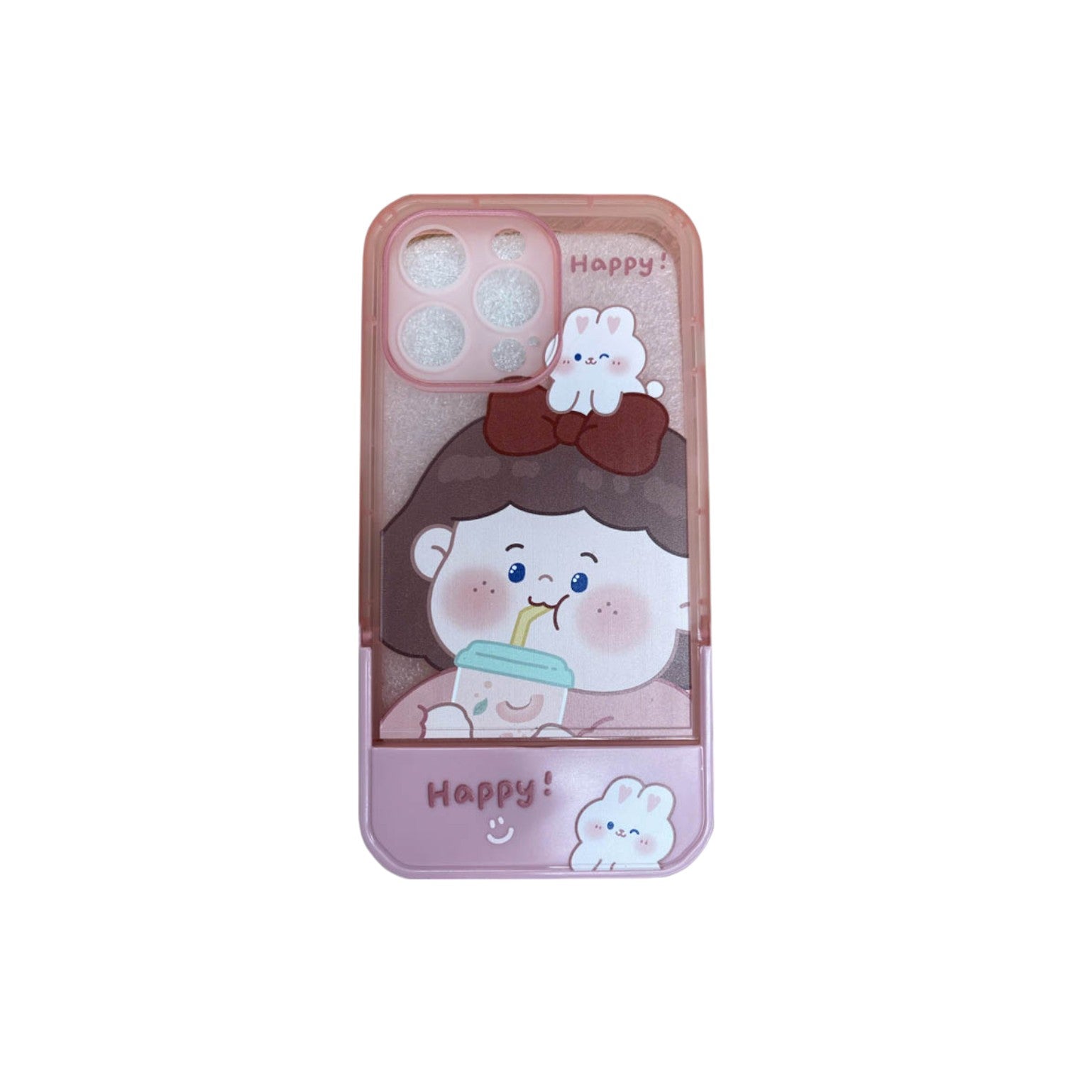 Casing ponsel HHPK53 dengan gambar seorang gadis kecil sedang minum teh susu. 