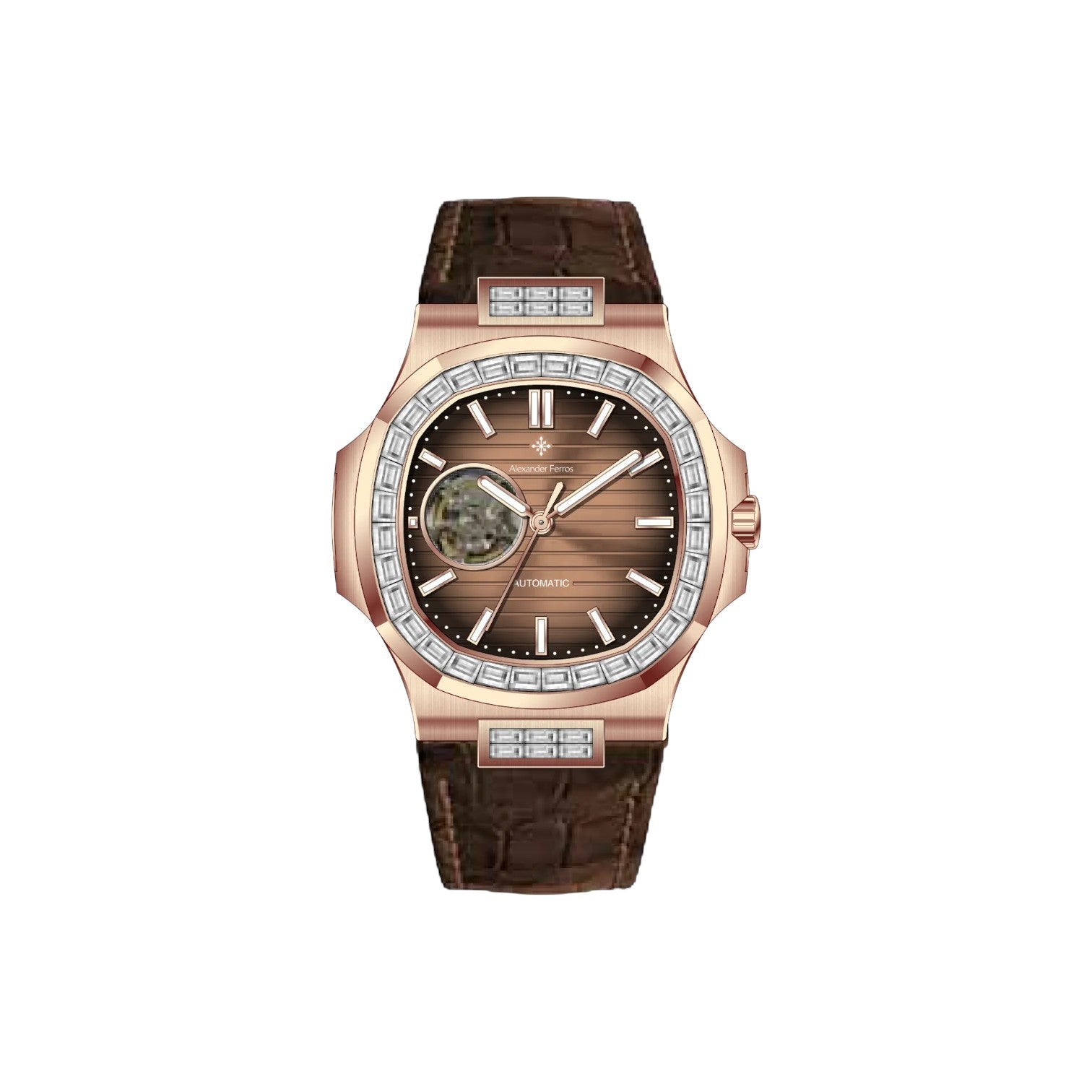 Jam tangan mekanik pria Alexander Ferros 6091R 