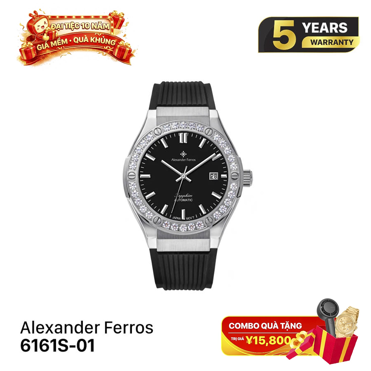 Jam tangan mekanis pria Alexander Ferros 6161 