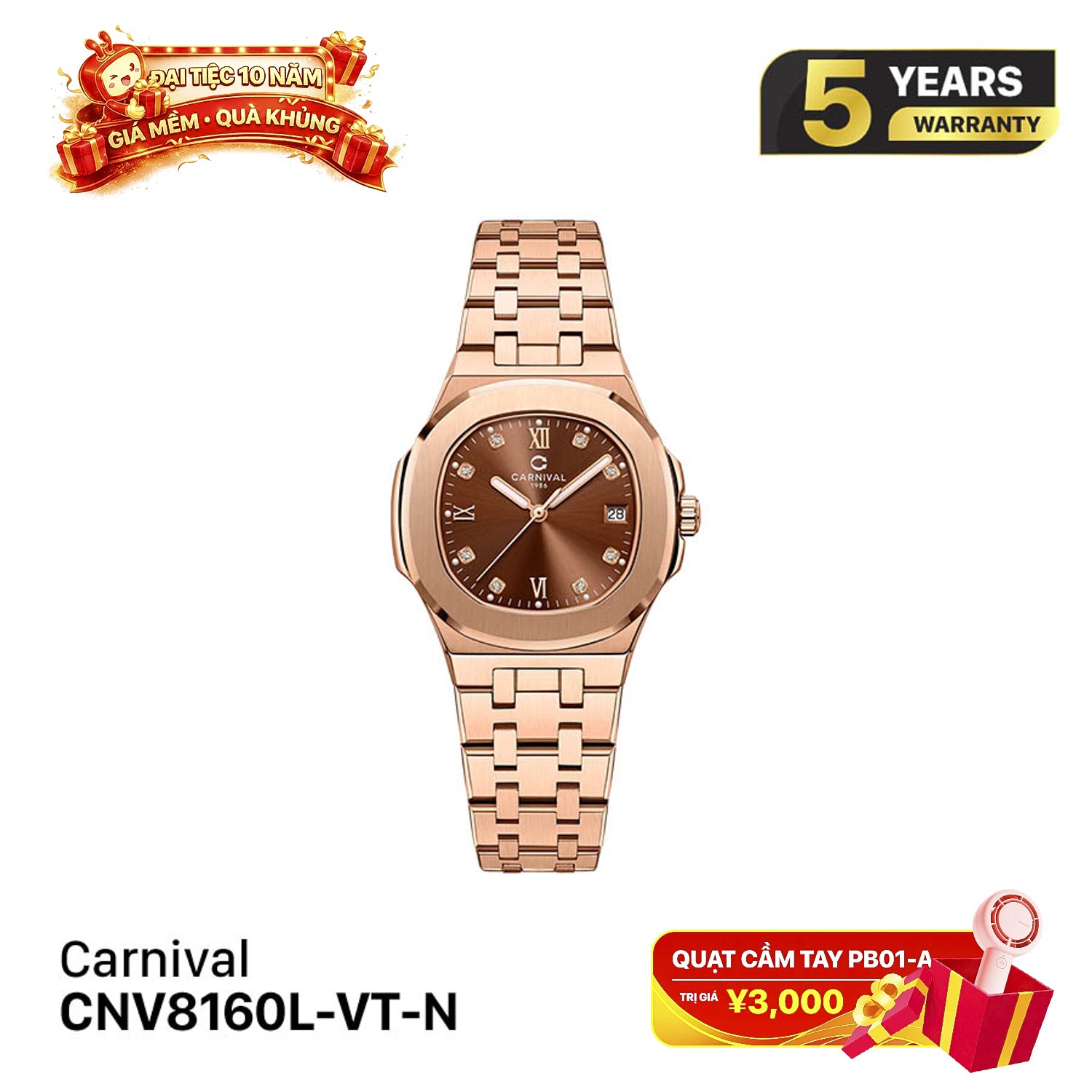 Jam tangan kuarsa wanita Carnival 8160L 