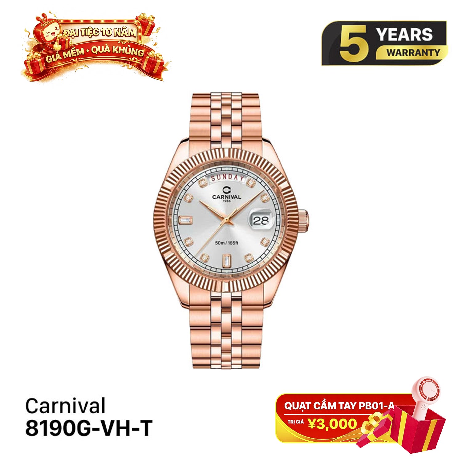 Jam tangan bertenaga baterai Carnival 8190G 
