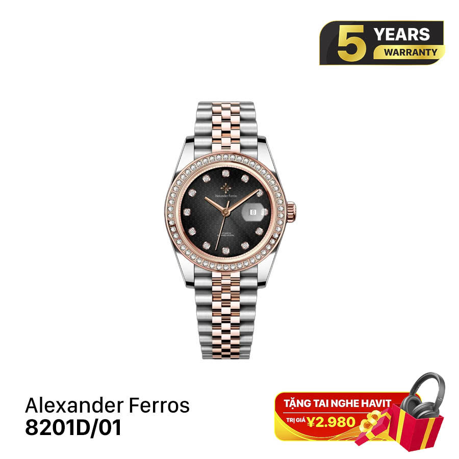 Jam tangan mekanik wanita Alexander Ferros 8201D 