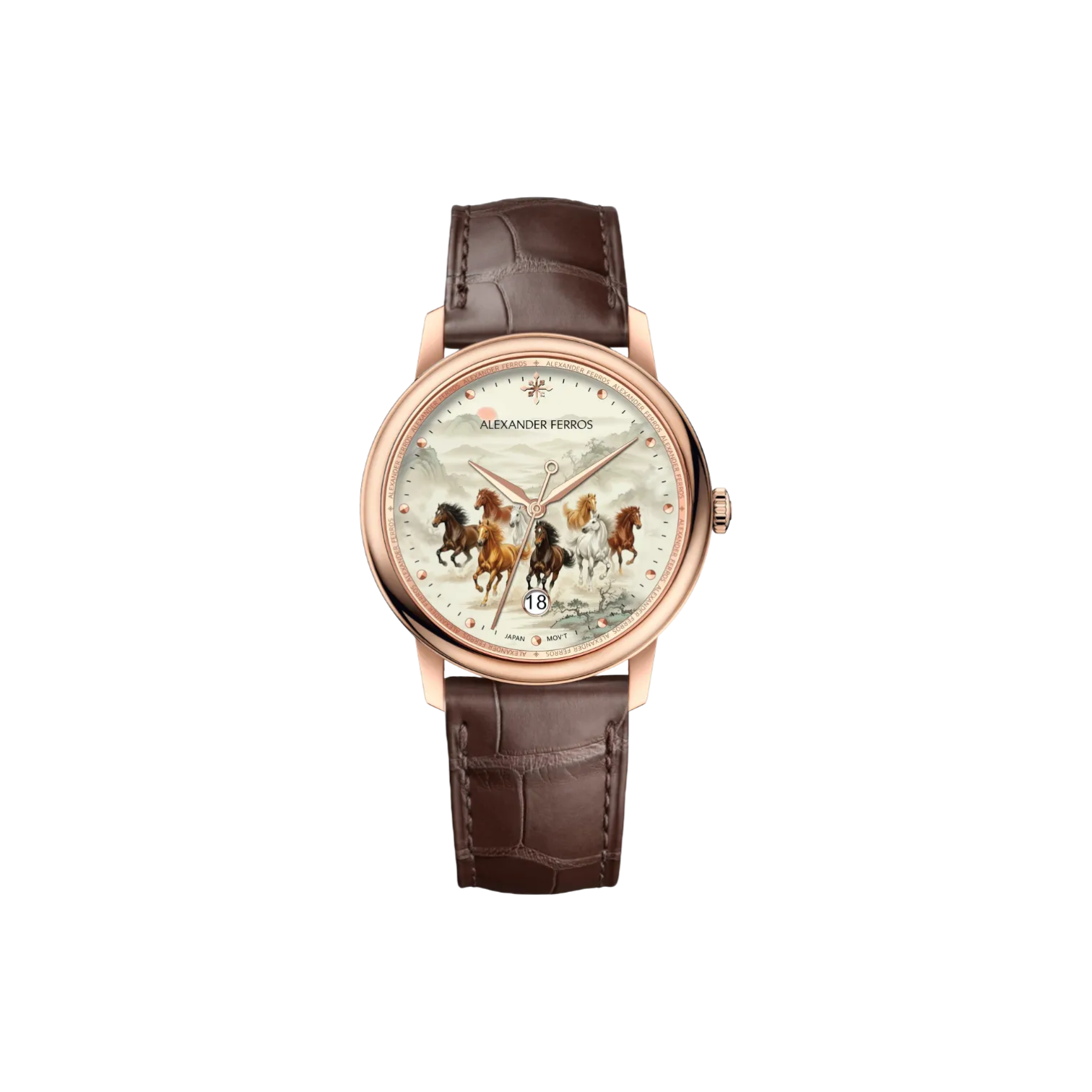 Jam tangan mekanis pria Alexander Ferros 9302 
