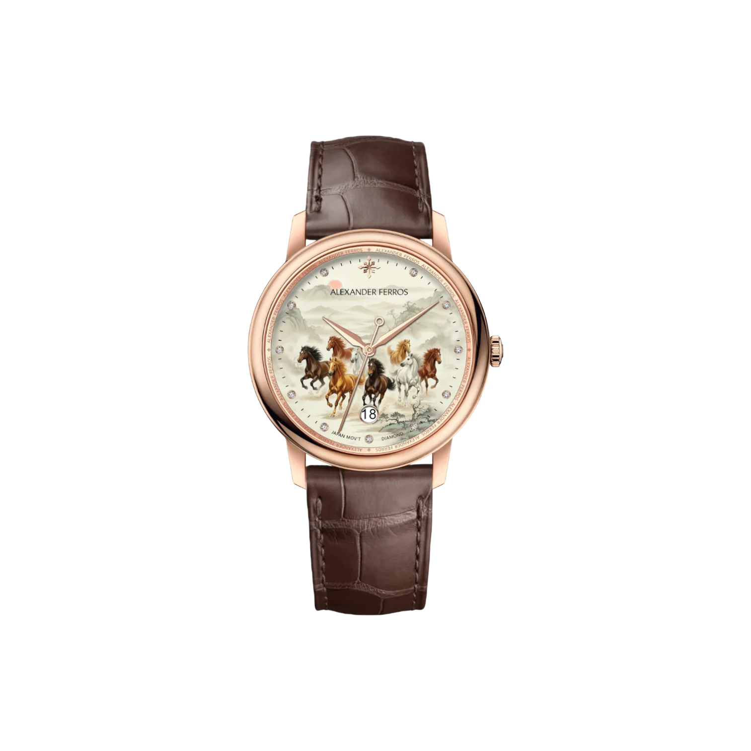 Jam tangan mekanis pria Alexander Ferros 9302 