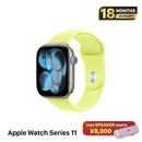 Apple Watch Series 11 GPS 46mm Kotak Asli Casing Aluminium Space Gray / Tali Olahraga Neon Kuning 