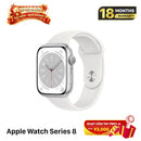 Apple Watch Series 8 41mm 4G + GPS Casing Aluminium Perak dengan Tali Olahraga Putih 