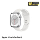 Apple Watch Series 8 41mm 4G + GPS Casing Aluminium Perak dengan Tali Olahraga Putih 