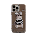 HHPK44 Casing Ponsel Berlapis Cermin dengan Motif Anak Anjing Lucu 