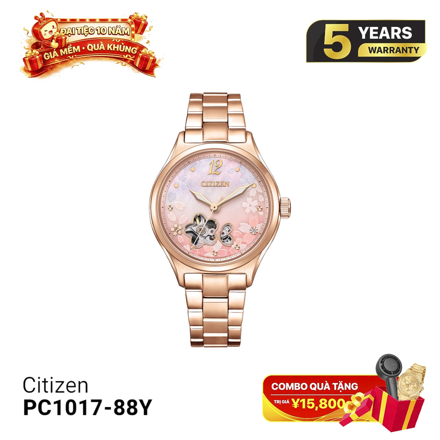 Jam tangan mekanik wanita Citizen PC1017-88Y 