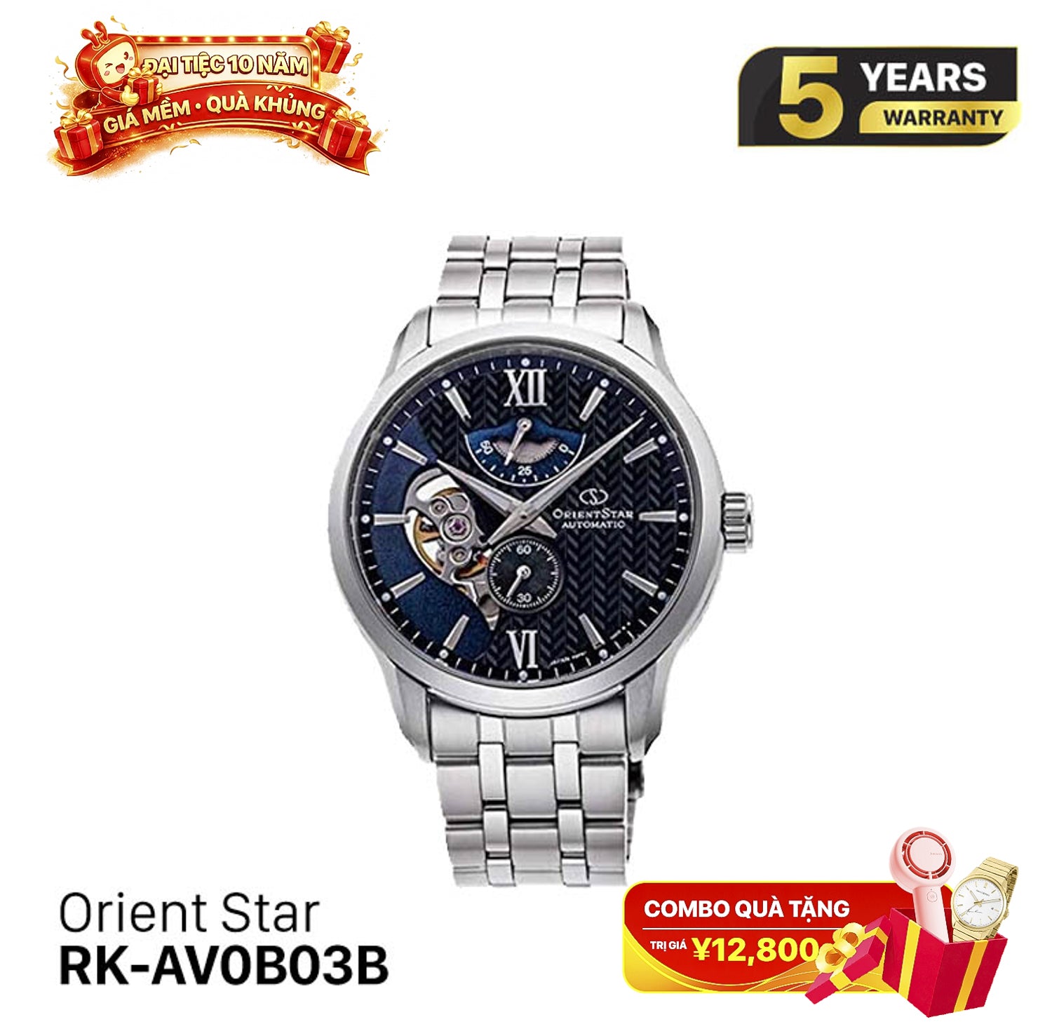 Jam Tangan Mekanik Skeleton Berlapis Orient Star RK-AV0B03B (Versi Pasar Domestik) 