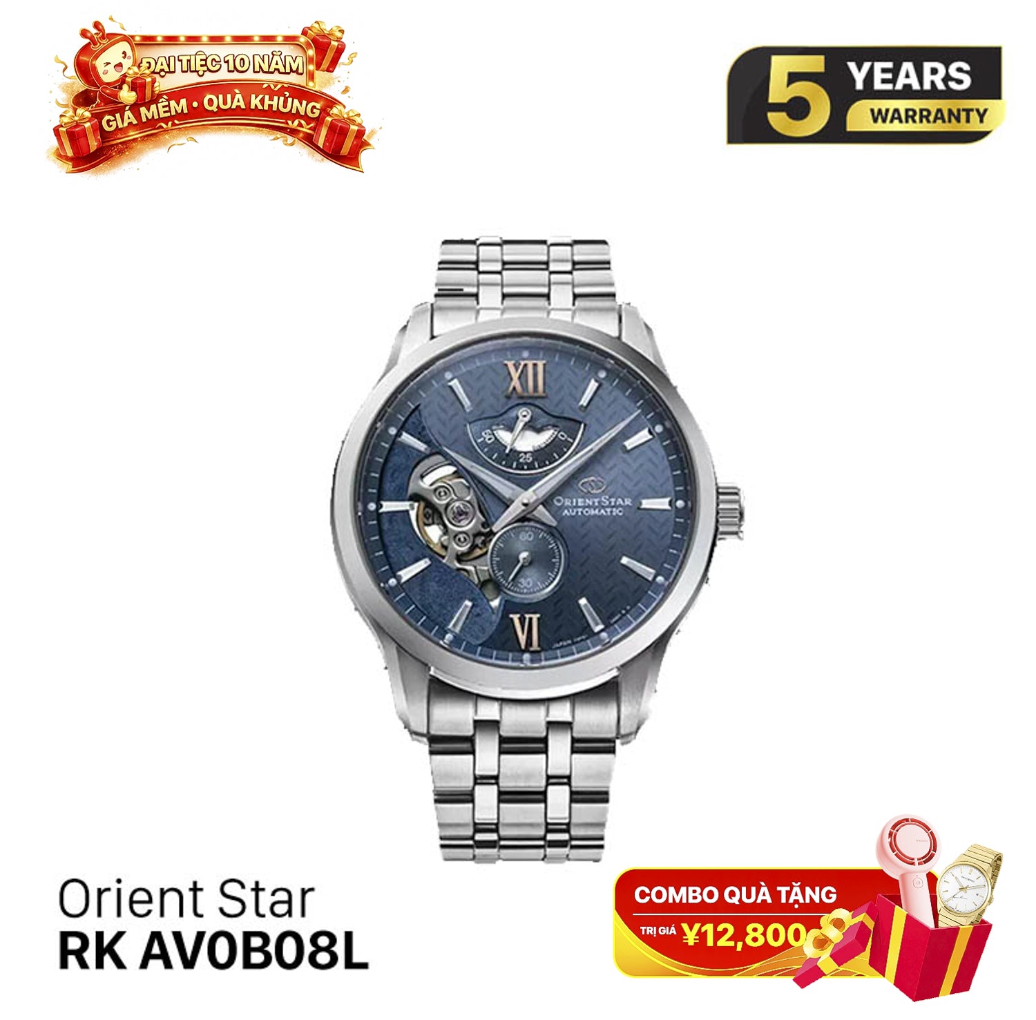 Jam Tangan Mekanik Skeleton Berlapis Orient Star RK-AV0B08L (Versi Pasar Domestik) 
