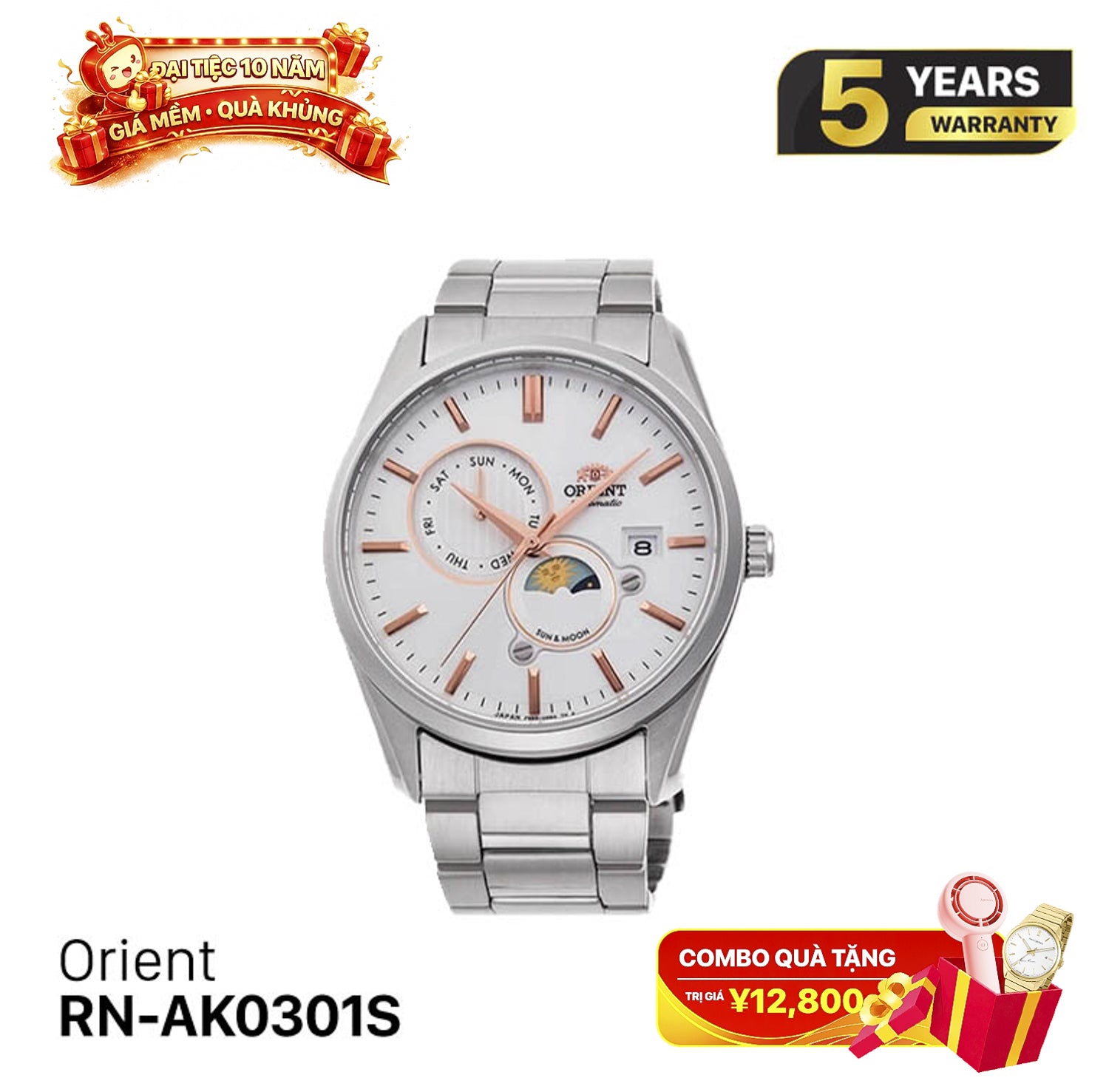 Jam Tangan Mekanik Orient Sun Moon Gen 5 RN-AK0301S 