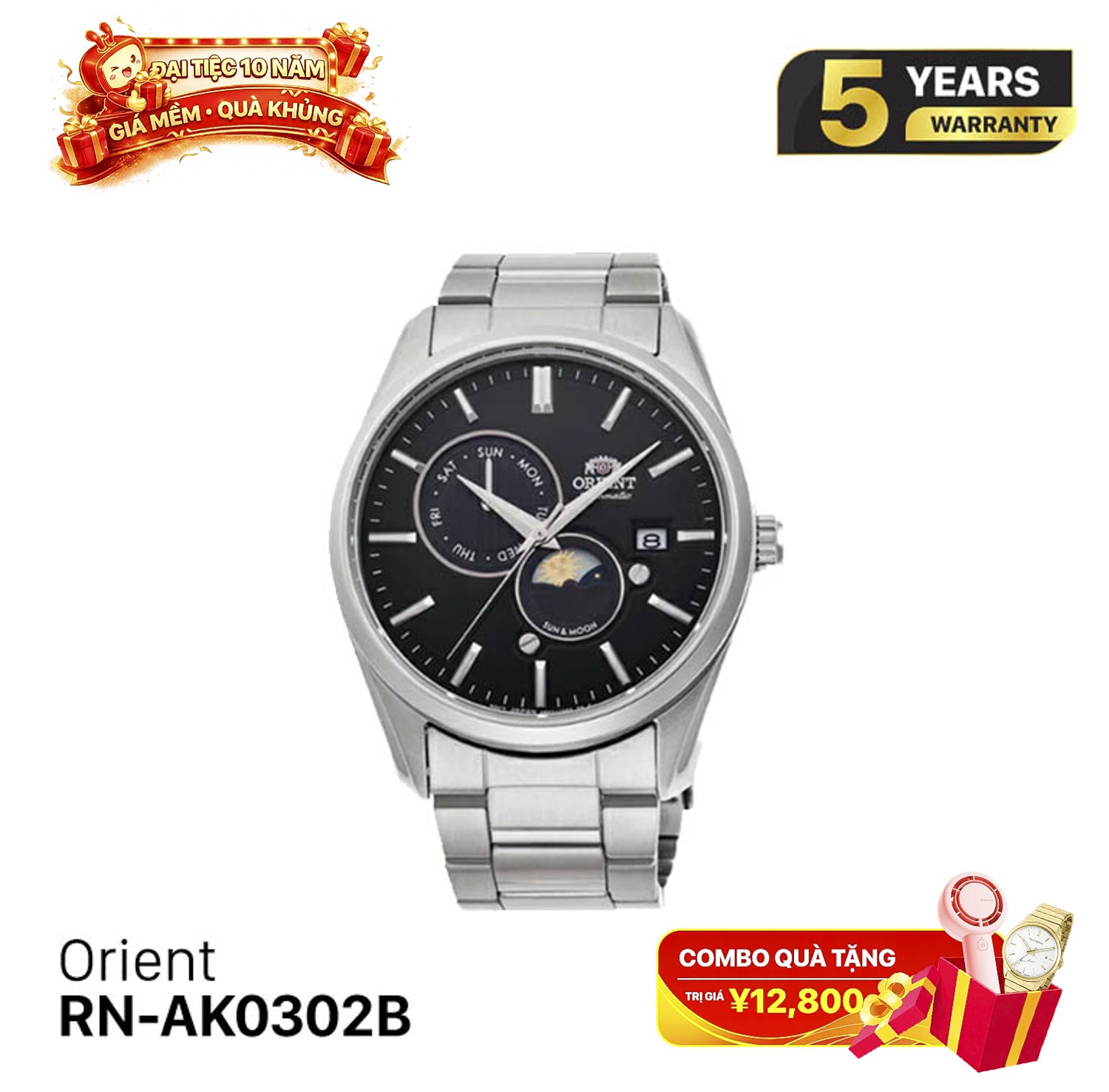 Jam Tangan Mekanik Orient Sun Moon Gen 5 RN-AK0302B 
