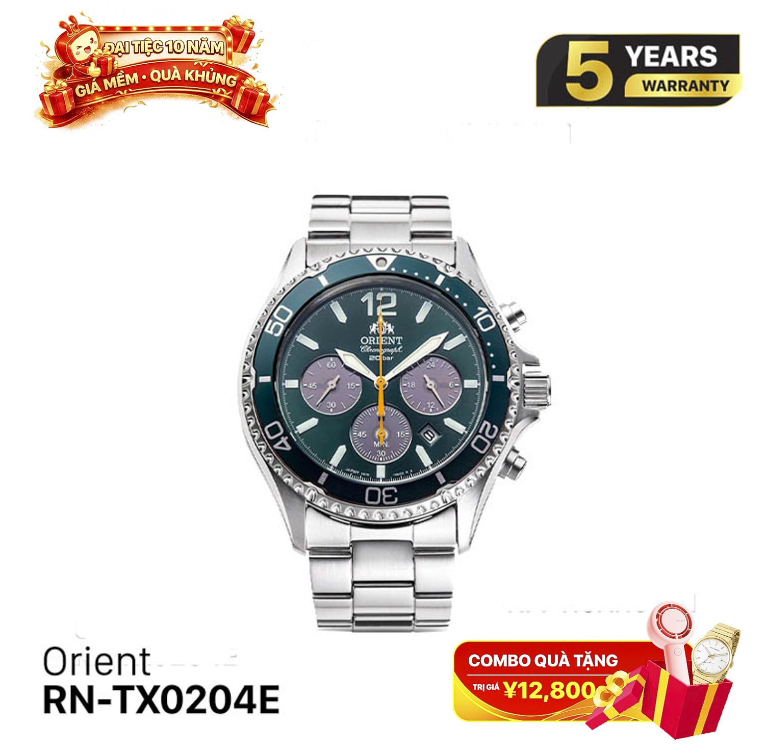 Jam tangan bertenaga surya Orient Mako RN-TX0204E 