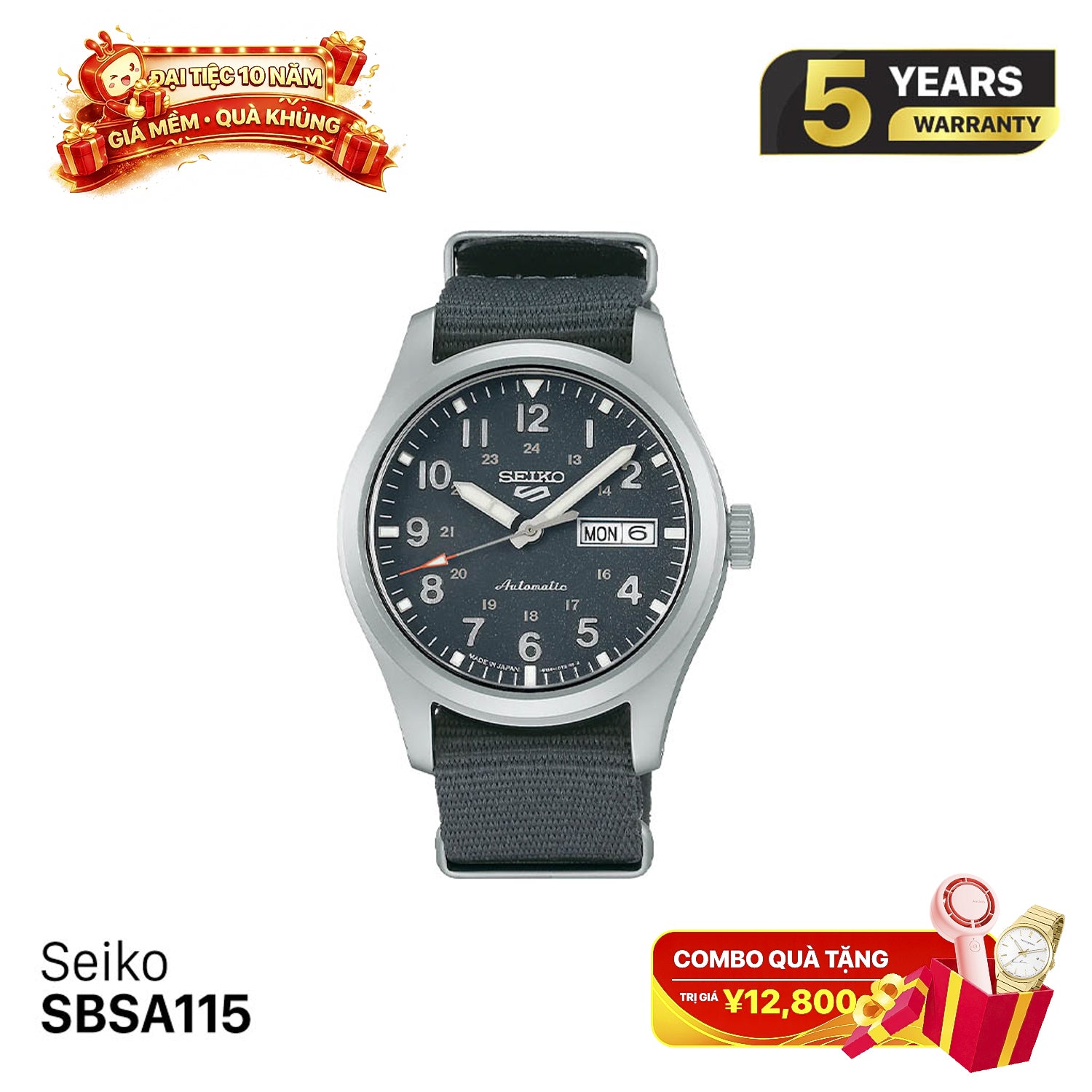 Jam tangan mekanik Seiko 5 Field series SBSA115 - Menerima pesanan 