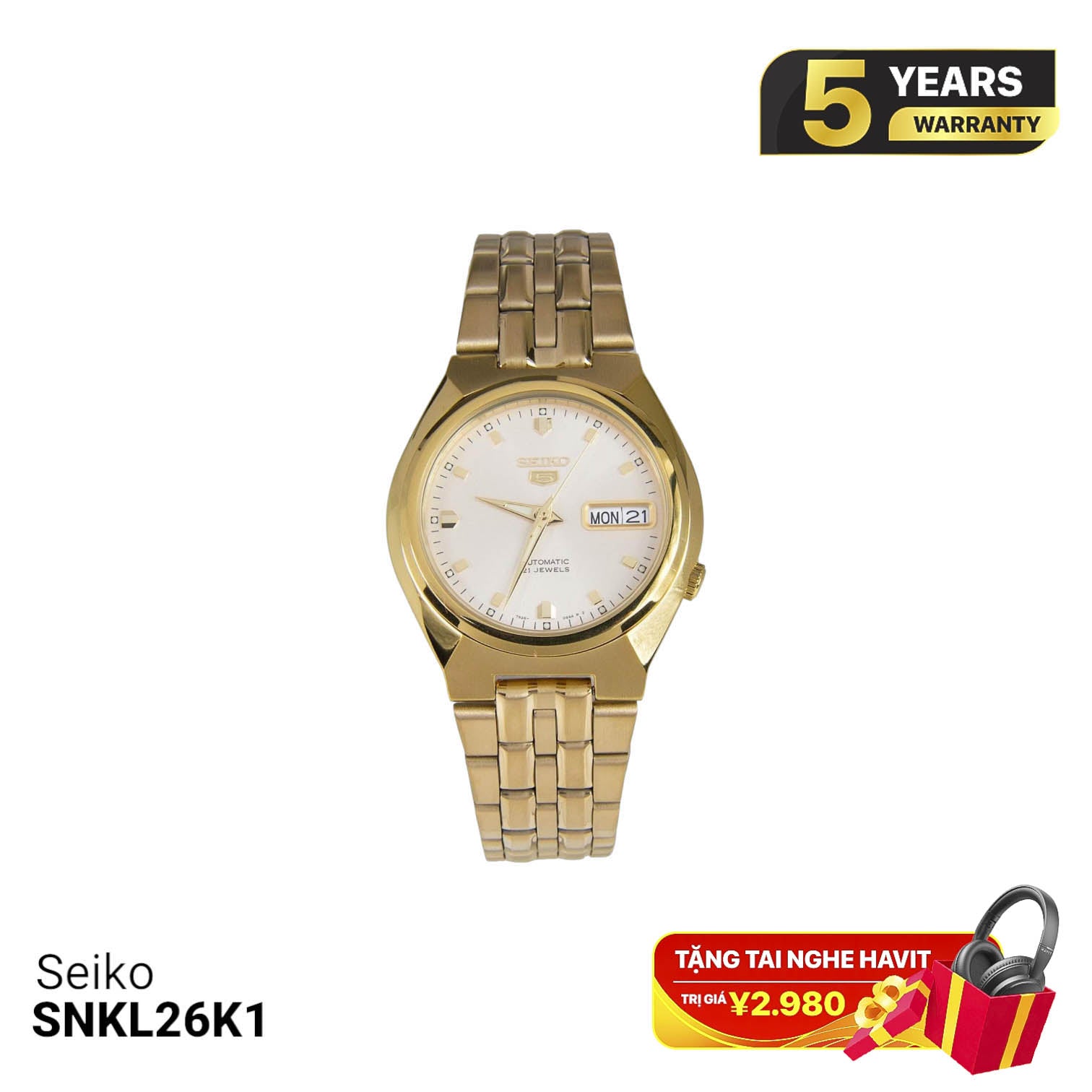 Jam tangan bertenaga surya Seiko 5 SNKL26K1 