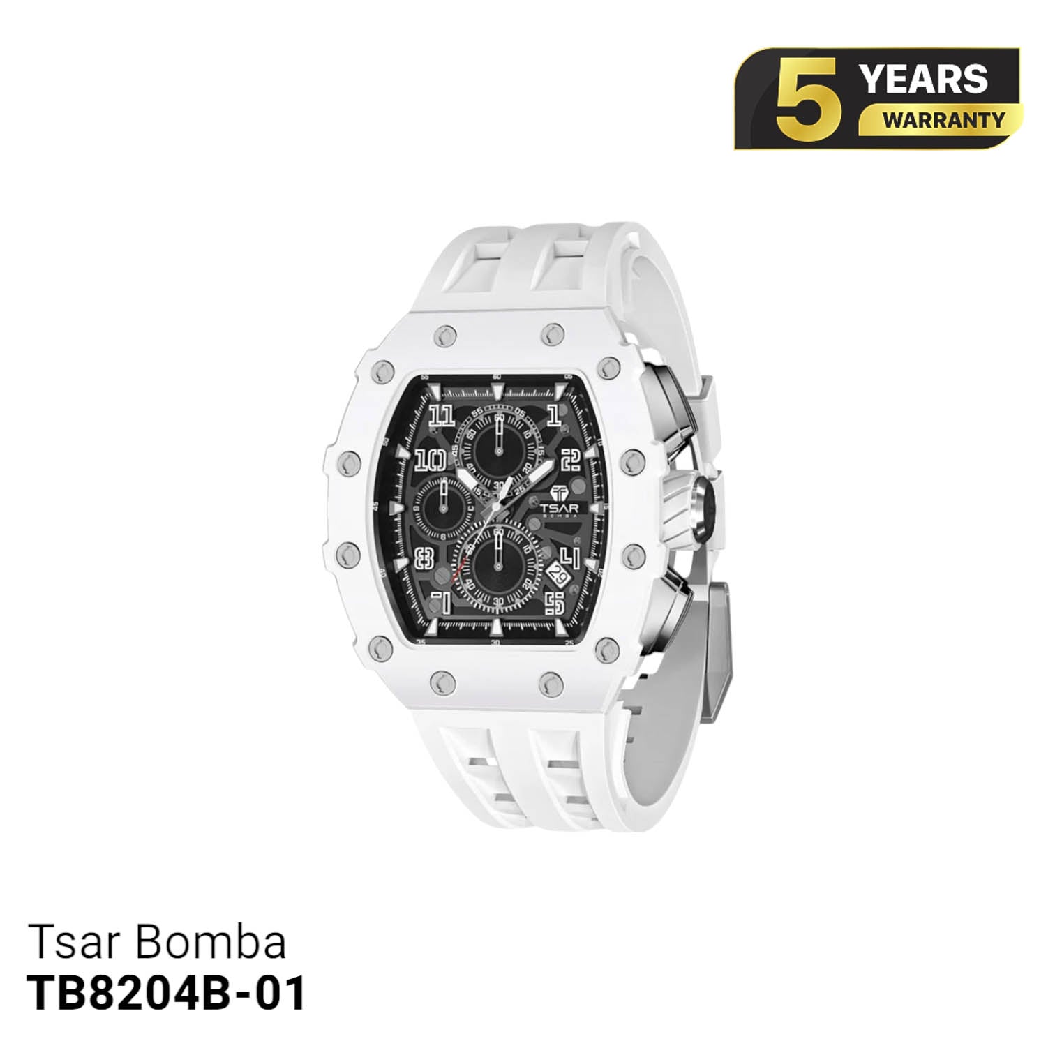 Jam Tangan Tsar Bomba Ceramic TB8204B Bertenaga Baterai 