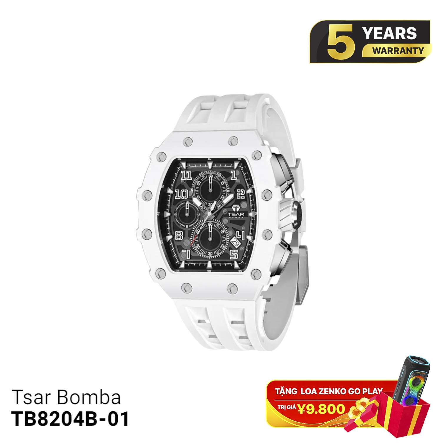Jam Tangan Tsar Bomba Ceramic TB8204B Bertenaga Baterai 