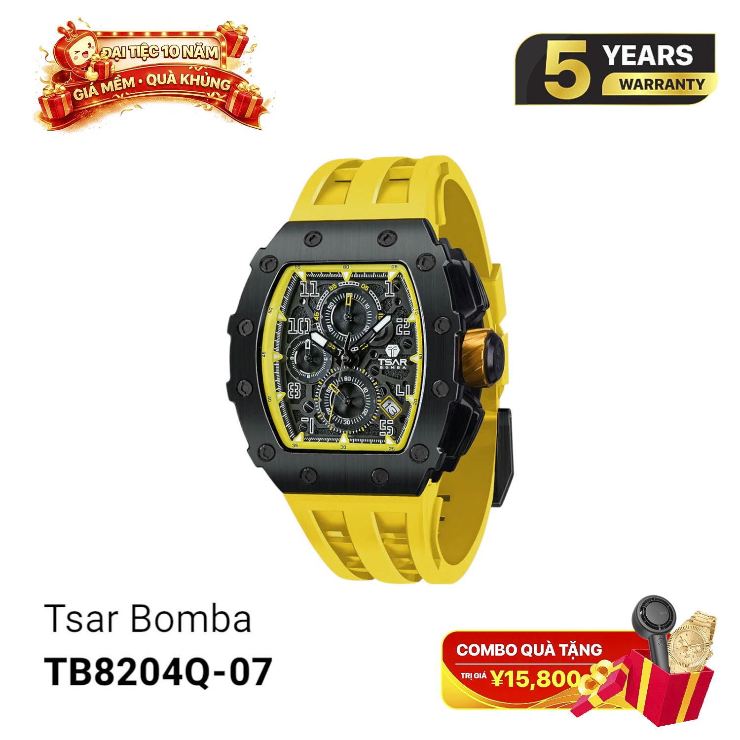 Jam Tangan Tsar Bomba Stainless Steel TB8204Q Bertenaga Baterai 