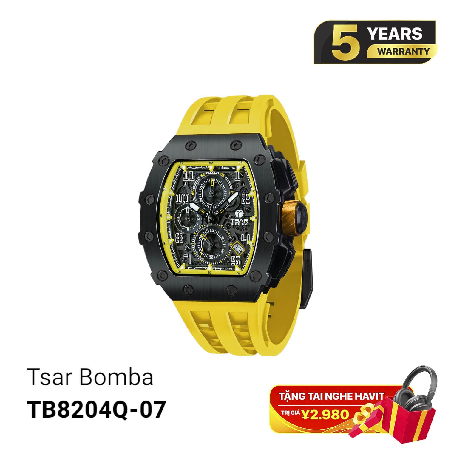 Jam Tangan Tsar Bomba Stainless Steel TB8204Q Bertenaga Baterai 