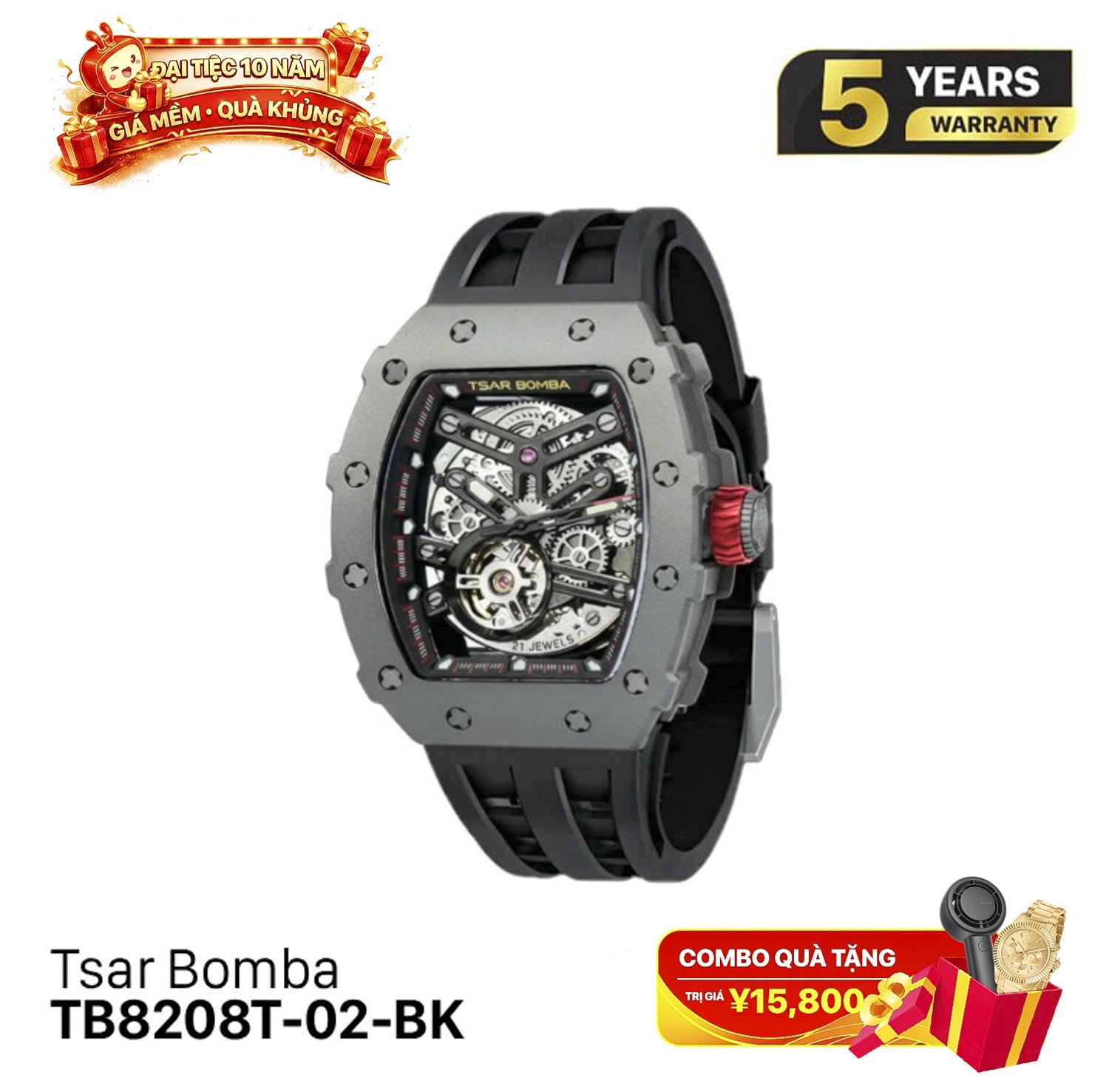 Jam Tangan Mekanik Tsar Bomba Titanium TB8208T 