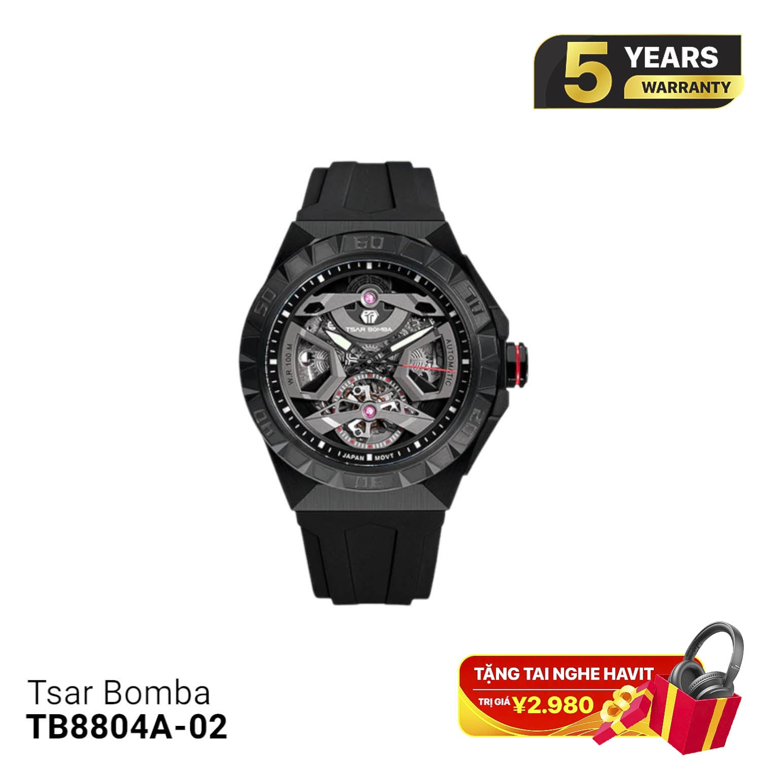 Jam Tangan Mekanik Tsar Bomba Stainless Steel TB8804A-02 
