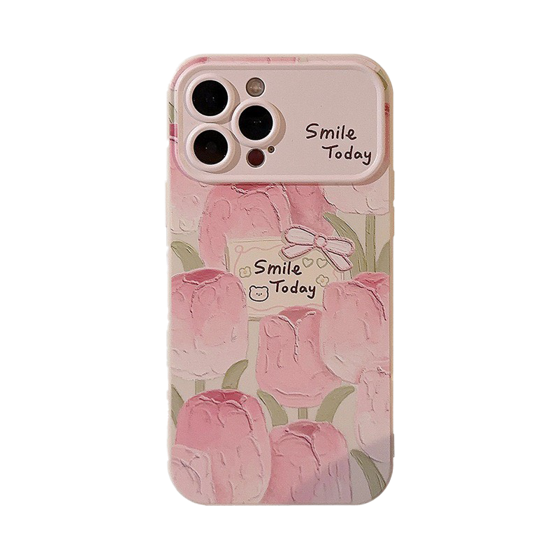 Casing Ponsel Motif Bunga Tulip Merah Muda HHPK29 