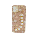 Casing ponsel HHPK21 warna pink dengan motif bunga dan tali. 