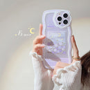 HHPK05 Casing tepi bergelombang dengan motif bunga ungu 