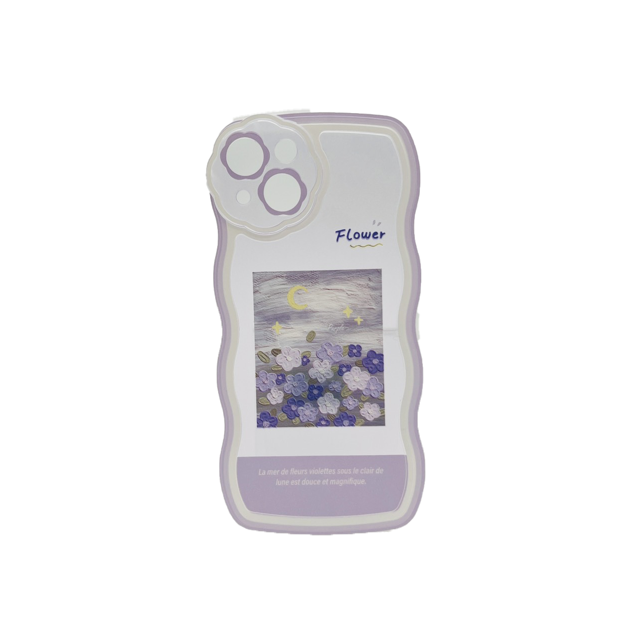HHPK05 Casing tepi bergelombang dengan motif bunga ungu 