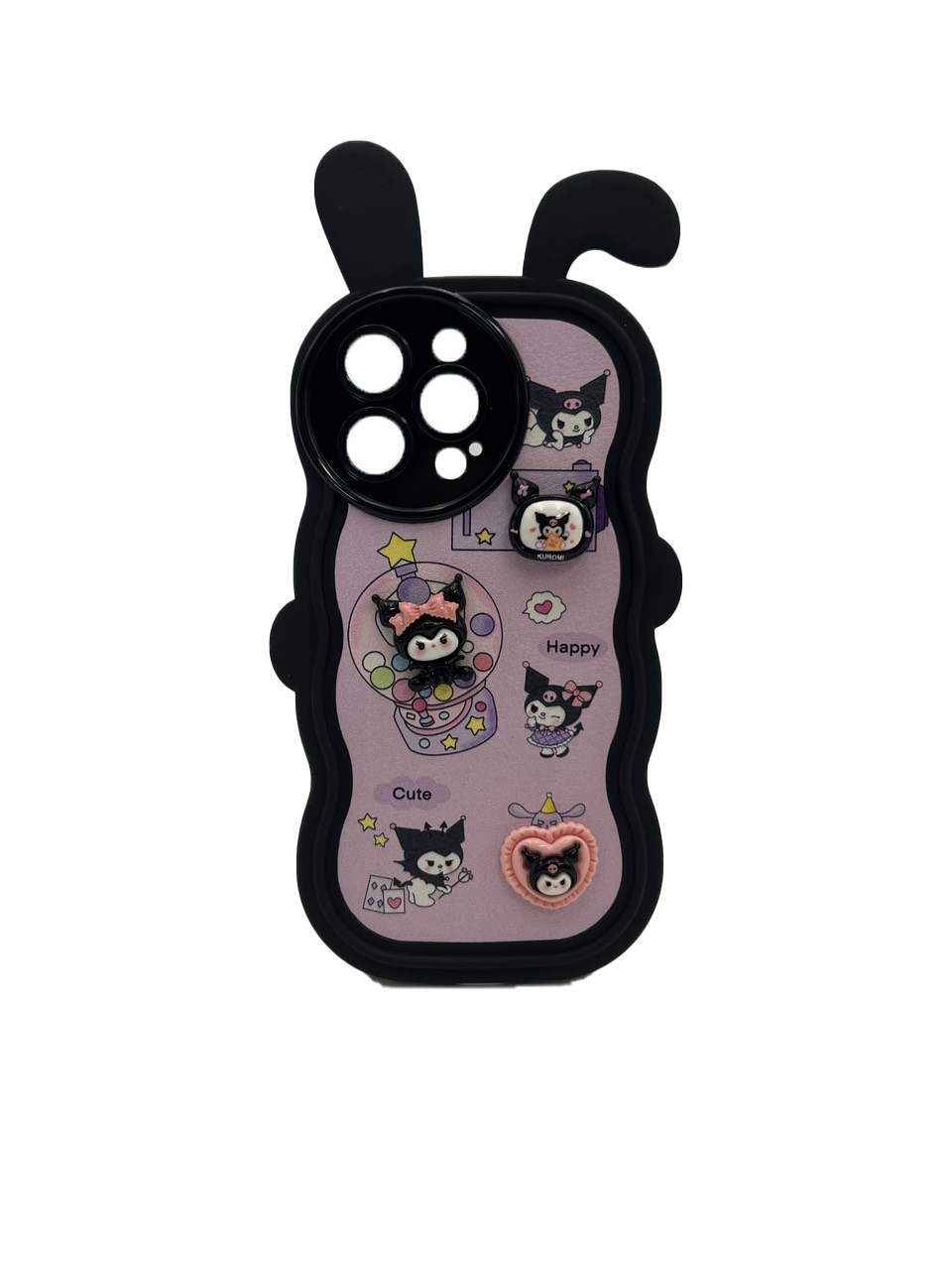 Casing Ponsel Telinga Kelinci HHPK45 dengan Hiasan 3D 