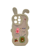 HHPK17 Casing Ponsel Telinga Kelinci dengan Hiasan 3D 