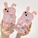 HHPK19 Casing Ponsel Telinga Kelinci dengan Hiasan 3D 