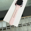Apple Watch Series 9 GPS 45mm Casing Aluminium Perak / Tali Olahraga Biru Badai Baterai 98% 100% 